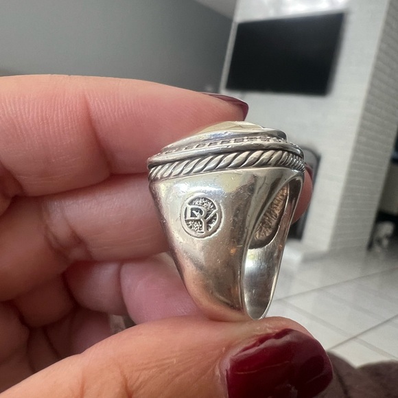 David Yurman diamonds Albion faceted gold ring sz 7 - Picture 6 of 11